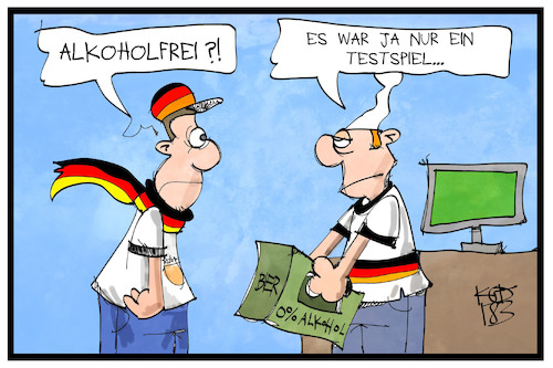 Cartoon: Testspiel GERBRA (medium) by Kostas Koufogiorgos tagged karikatur,koufogiorgos,illustration,cartoon,testspiel,wm,fussball,sport,michel,fan,bier,alkoholfrei,fussballfan,weltmeisterschaft,brasilien,deutschland,karikatur,koufogiorgos,illustration,cartoon,testspiel,wm,fussball,sport,michel,fan,bier,alkoholfrei,fussballfan,weltmeisterschaft,brasilien,deutschland