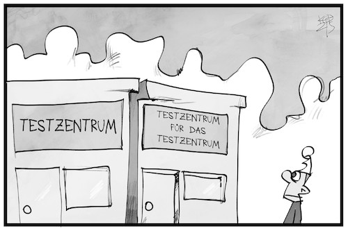 Cartoon: Testzentren-Kontrolle (medium) by Kostas Koufogiorgos tagged karikatur,koufogiorgos,illustration,cartoon,test,zentrum,kontrolle,schnelltest,abrechnungsbetrug,karikatur,koufogiorgos,illustration,cartoon,test,zentrum,kontrolle,schnelltest,abrechnungsbetrug