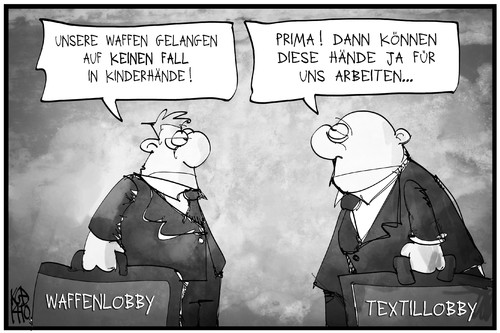 Cartoon: Textillobby (medium) by Kostas Koufogiorgos tagged karikatur,koufogiorgos,illustration,cartoon,textil,waffen,lobby,industrie,lobbyisten,rüstung,wirtschaft,kinderarbeit,politik,ausbeutung,karikatur,koufogiorgos,illustration,cartoon,textil,waffen,lobby,industrie,lobbyisten,rüstung,wirtschaft,kinderarbeit,politik,ausbeutung