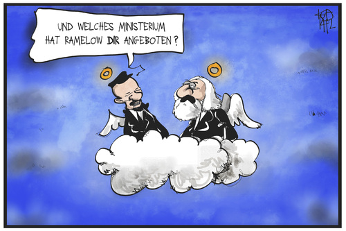 Cartoon: Thüringen (medium) by Kostas Koufogiorgos tagged ramelow,ministerium,wolke,lenin,marx,cartoon,illustration,koufogiorgos,karikatur,politik,sozialismus,thüringen,linke,karikatur,koufogiorgos,illustration,cartoon,marx,lenin,wolke,ministerium,ramelow,linke,thüringen,sozialismus,politik