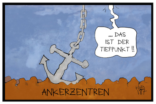 Cartoon: Tiefpunkt Ankerzentrum (medium) by Kostas Koufogiorgos tagged ankerzentrum,meer,wasser,tiefpunkt,asylpolitik,karikatur,koufogiorgos,ankerzentrum,meer,wasser,tiefpunkt,asylpolitik,karikatur,koufogiorgos