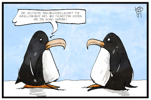 Cartoon: Tipps bei Glatteis (medium) by Kostas Koufogiorgos tagged karikatur,koufogiorgos,illustration,cartoon,pinguin,glatteis,arzt,empfehlung,gesundheit,winter,schnee,watschelgang,vorsorge,prävention,karikatur,koufogiorgos,illustration,cartoon,pinguin,glatteis,arzt,empfehlung,gesundheit,winter,schnee,watschelgang,vorsorge,prävention