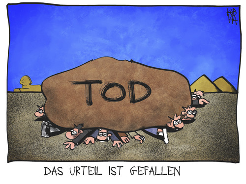 Cartoon: Todesurteile in Ägypten (medium) by Kostas Koufogiorgos tagged karikatur,koufogiorgos,cartoon,illustration,ägypten,todesurteil,tod,justiz,gericht,politik,stein,menschen,karikatur,koufogiorgos,cartoon,illustration,ägypten,todesurteil,tod,justiz,gericht,politik,stein,menschen