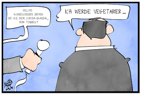 Cartoon: Tönnies Konsequenzen (medium) by Kostas Koufogiorgos tagged karikatur,koufogiorgos,illustration,cartoon,toennies,vegetarier,fleisch,fleischfabrik,schaden,haftung,konsequenzen,corona,skandal,covid19,karikatur,koufogiorgos,illustration,cartoon,toennies,vegetarier,fleisch,fleischfabrik,schaden,haftung,konsequenzen,corona,skandal,covid19