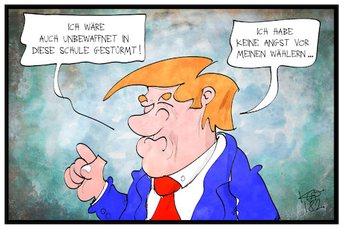 Cartoon: Trump-Wähler (medium) by Kostas Koufogiorgos tagged karikatur,koufogiorgos,illustration,cartoon,trump,usa,waehler,waffe,parkland,massaker,amok,angriff,gewalt,bewaffnung,präsident,karikatur,koufogiorgos,illustration,cartoon,trump,usa,waehler,waffe,parkland,massaker,amok,angriff,gewalt,bewaffnung,präsident