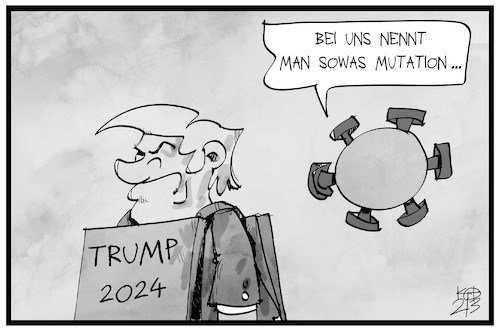 Cartoon: Trump 2024 (medium) by Kostas Koufogiorgos tagged karikatur,koufogiorgos,illustration,cartoon,trump,2024,neuwahl,corona,mutation,demokratie,usa,präsident,karikatur,koufogiorgos,illustration,cartoon,trump,2024,neuwahl,corona,mutation,demokratie,usa,präsident