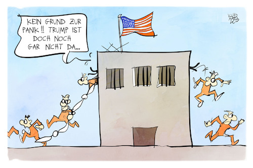 Cartoon: Trump (medium) by Kostas Koufogiorgos tagged karikatur,koufogiorgos,trump,gefängnis,flucht,usa,karikatur,koufogiorgos,trump,gefängnis,flucht,usa