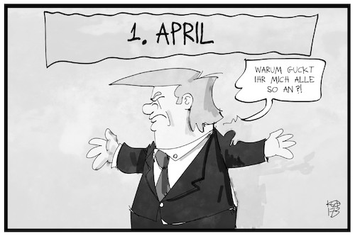 Cartoon: Trump im April (medium) by Kostas Koufogiorgos tagged karikatur,koufogiorgos,illustration,cartoon,april,trump,usa,aprilscherz,fool,präsident,karikatur,koufogiorgos,illustration,cartoon,april,trump,usa,aprilscherz,fool,präsident