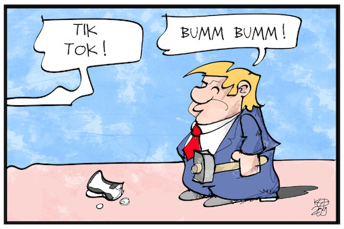 Cartoon: Trump sperrt TikTok (medium) by Kostas Koufogiorgos tagged karikatur,koufogiorgos,illustration,cartoon,trump,tiktok,usa,sperre,verbot,medien,video,plattform,karikatur,koufogiorgos,illustration,cartoon,trump,tiktok,usa,sperre,verbot,medien,video,plattform