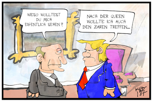 Cartoon: Trump trifft den Hochadel (medium) by Kostas Koufogiorgos tagged karikatur,koufogiorgos,illustration,cartoon,trump,zar,queen,treffen,helsinki,gipfel,adel,russland,usa,karikatur,koufogiorgos,illustration,cartoon,trump,zar,queen,treffen,helsinki,gipfel,adel,russland,usa