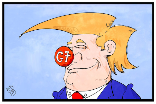 Cartoon: Trumps G7 (medium) by Kostas Koufogiorgos tagged karikatur,koufogiorgos,cartoon,illustration,trump,clown,g7,sizilien,gipfel,taormina,usa,präsident,karikatur,koufogiorgos,cartoon,illustration,trump,clown,g7,sizilien,gipfel,taormina,usa,präsident