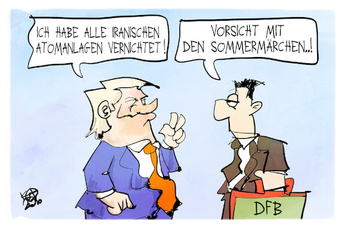 Cartoon: Trumps Sommermärchen (medium) by Kostas Koufogiorgos tagged karikatur,koufogiorgos,sommermärchen,atomanlagen,iran,dfb,karikatur,koufogiorgos,sommermärchen,atomanlagen,iran,dfb