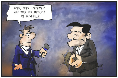 Cartoon: Tsipras Rückkehr (medium) by Kostas Koufogiorgos tagged karikatur,koufogiorgos,illustration,cartoon,tsipras,raute,geste,merkel,berlin,staatsbesuch,reporter,medien,journalist,griechenland,premierminister,politik,karikatur,koufogiorgos,illustration,cartoon,tsipras,raute,geste,merkel,berlin,staatsbesuch,reporter,medien,journalist,griechenland,premierminister,politik