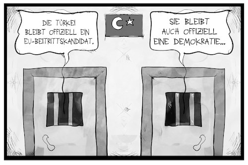 Cartoon: Türkei-EU (medium) by Kostas Koufogiorgos tagged karikatur,koufogiorgos,illustration,cartoon,tuerkei,eu,beitritt,demokratie,gefängnis,zelle,rechtsstaat,haft,europäische,union,karikatur,koufogiorgos,illustration,cartoon,tuerkei,eu,beitritt,demokratie,gefängnis,zelle,rechtsstaat,haft,europäische,union