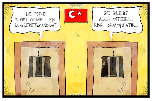 Cartoon: Türkei-EU (medium) by Kostas Koufogiorgos tagged karikatur,koufogiorgos,illustration,cartoon,tuerkei,eu,beitritt,demokratie,gefängnis,zelle,rechtsstaat,haft,europäische,union,karikatur,koufogiorgos,illustration,cartoon,tuerkei,eu,beitritt,demokratie,gefängnis,zelle,rechtsstaat,haft,europäische,union