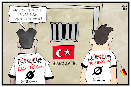 Cartoon: Türkei (medium) by Kostas Koufogiorgos tagged karikatur,koufogiorgos,illustration,cartoon,tuerkei,oezil,erdogan,gündogan,gefängnis,zelle,demokratie,trikot,werbung,karikatur,koufogiorgos,illustration,cartoon,tuerkei,oezil,erdogan,gündogan,gefängnis,zelle,demokratie,trikot,werbung