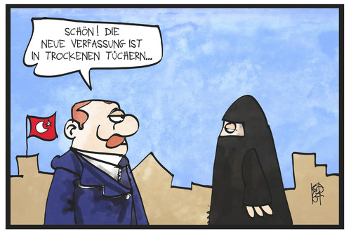 Cartoon: Türkische Verfassung (medium) by Kostas Koufogiorgos tagged karikatur,koufogiorgos,illustration,cartoon,tuerkei,verfassung,islamisierung,islam,religion,burka,säkularisierung,erdogan,scharia,gesetz,karikatur,koufogiorgos,illustration,cartoon,tuerkei,verfassung,islamisierung,islam,religion,burka,säkularisierung,erdogan,scharia,gesetz