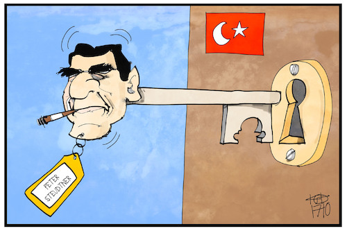 Cartoon: Türöffner Schröder (medium) by Kostas Koufogiorgos tagged karikatur,koufogiorgos,illustration,cartoon,schroeder,schluessel,steudtner,erdogan,tuerkei,haft,entlassung,tueroeffner,karikatur,koufogiorgos,illustration,cartoon,schroeder,schluessel,steudtner,erdogan,tuerkei,haft,entlassung,tueroeffner