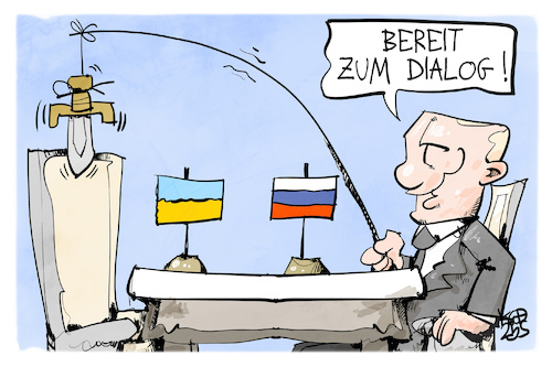Cartoon: Ukraine-Krieg (medium) by Kostas Koufogiorgos tagged karikatur,koufogiorgos,ukraine,putin,russland,damokles,schwert,karikatur,koufogiorgos,ukraine,putin,russland,damokles,schwert