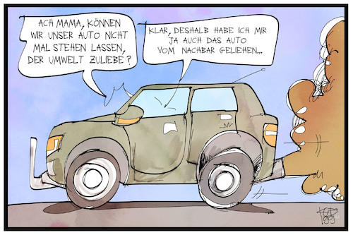 Cartoon: Umweltbewusstsein (medium) by Kostas Koufogiorgos tagged karikatur,koufogiorgos,illustration,cartoon,klima,klimastreik,suv,dieselgate,mutter,kind,panzer,strassenverkehr,auto,karikatur,koufogiorgos,illustration,cartoon,klima,klimastreik,suv,dieselgate,mutter,kind,panzer,strassenverkehr,auto