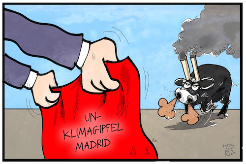 Cartoon: UN-Klimakonferenz (medium) by Kostas Koufogiorgos tagged karikatur,koufogiorgos,illustration,cartoon,un,klimakonferenz,klimagipfel,madrid,stierkampf,co2,umwelt,erderwärmung,karikatur,koufogiorgos,illustration,cartoon,un,klimakonferenz,klimagipfel,madrid,stierkampf,co2,umwelt,erderwärmung