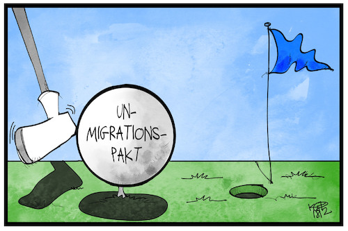 Cartoon: UN-Migrationspakt (medium) by Kostas Koufogiorgos tagged karikatur,koufogiorgos,illustration,cartoon,un,migration,migrationspakt,golf,ball,einlochen,vereinte,nationen,karikatur,koufogiorgos,illustration,cartoon,un,migration,migrationspakt,golf,ball,einlochen,vereinte,nationen