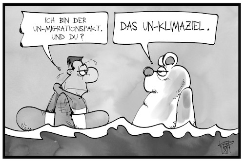 Cartoon: UN-Projekte (medium) by Kostas Koufogiorgos tagged karikatur,koufogiorgos,illustration,cartoon,un,klima,migration,pakt,eisbär,meer,flüchtling,karikatur,koufogiorgos,illustration,cartoon,un,klima,migration,pakt,eisbär,meer,flüchtling