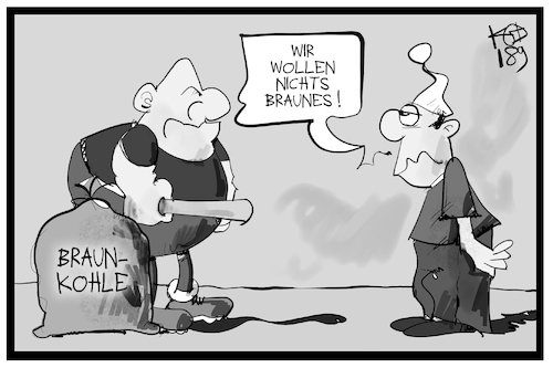 Cartoon: Unerwünschtes Braun (medium) by Kostas Koufogiorgos tagged karikatur,koufogiorgos,illustration,cartoon,braun,braunkohle,rechtsextremismus,michel,kohle,energie,rwe,kohleabbau,neonazi,karikatur,koufogiorgos,illustration,cartoon,braun,braunkohle,rechtsextremismus,michel,kohle,energie,rwe,kohleabbau,neonazi