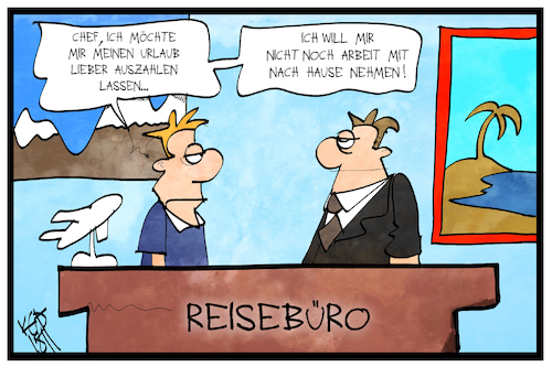 Cartoon: Urlaubsanspruch (medium) by Kostas Koufogiorgos tagged karikatur,koufogiorgos,illustration,cartoon,urlaubsanspruch,reisebüro,urlaub,chef,angestellter,arbeit,karikatur,koufogiorgos,illustration,cartoon,urlaubsanspruch,reisebüro,urlaub,chef,angestellter,arbeit