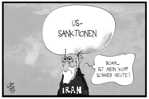 Cartoon: US-Sanktionen Iran (medium) by Kostas Koufogiorgos tagged karikatur,koufogiorgos,illustration,cartoon,druck,iran,turban,usa,sanktionen,wirtschaft,repressalien,karikatur,koufogiorgos,illustration,cartoon,druck,iran,turban,usa,sanktionen,wirtschaft,repressalien