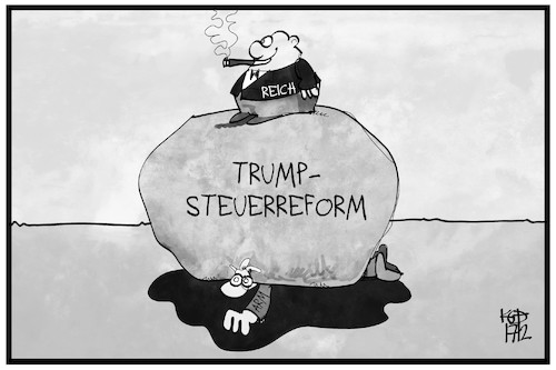 Cartoon: US-Steuerreform (medium) by Kostas Koufogiorgos tagged karikatur,koufogiorgos,illustration,cartoon,usa,steuern,steuerreform,arm,reich,belastung,stein,fels,steuerbelastung,geld,abgabe,karikatur,koufogiorgos,illustration,cartoon,usa,steuern,steuerreform,arm,reich,belastung,stein,fels,steuerbelastung,geld,abgabe