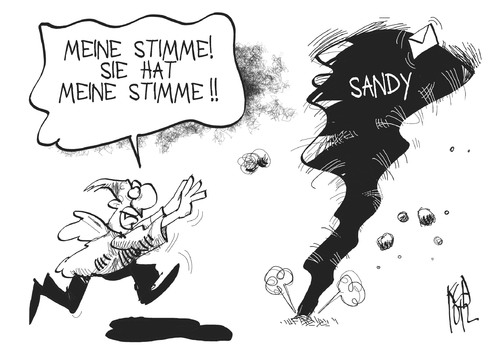 Cartoon: US-Sturm Sandy (medium) by Kostas Koufogiorgos tagged sandy,hurrikan,sturm,frankenstorm,stimme,wahl,usa,präsident,karikatur,kostas,koufogiorgos,sandy,hurrikan,sturm,frankenstorm,stimme,wahl,usa,präsident,karikatur,kostas,koufogiorgos