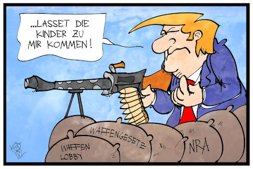 Cartoon: US-Waffengesetze (medium) by Kostas Koufogiorgos tagged karikatur,koufogiorgos,illustration,cartoon,parkland,florida,amok,massaker,schule,trump,waffen,bibel,zitat,usa,gewalt,waffenrecht,kind,präsident,schueler,karikatur,koufogiorgos,illustration,cartoon,parkland,florida,amok,massaker,schule,trump,waffen,bibel,zitat,usa,gewalt,waffenrecht,kind,präsident,schueler