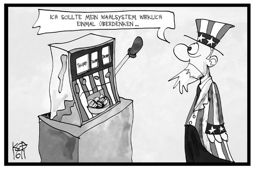 Cartoon: US-Wahlsystem (medium) by Kostas Koufogiorgos tagged karikatur,koufogiorgos,illustration,cartoon,usa,trump,uncle,sam,einarmiger,bandit,spiel,glücksspiel,wahl,wahlsystem,karikatur,koufogiorgos,illustration,cartoon,usa,trump,uncle,sam,einarmiger,bandit,spiel,glücksspiel,wahl,wahlsystem