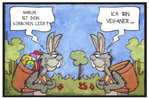 Cartoon: Vegane Ostern (medium) by Kostas Koufogiorgos tagged karikatur,koufogiorgos,illustration,cartoon,ostern,osterhase,ostereier,veganer,ernährung,eier,tradition,karikatur,koufogiorgos,illustration,cartoon,ostern,osterhase,ostereier,veganer,ernährung,eier,tradition