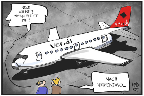 Cartoon: ver.di-Streik (medium) by Kostas Koufogiorgos tagged karikatur,koufogiorgos,illustration,cartoon,verdi,gewerkschaft,streik,warnstreik,flugzeug,flughafen,airline,arbeit,arbeitskampf,tarifkampf,karikatur,koufogiorgos,illustration,cartoon,verdi,gewerkschaft,streik,warnstreik,flugzeug,flughafen,airline,arbeit,arbeitskampf,tarifkampf