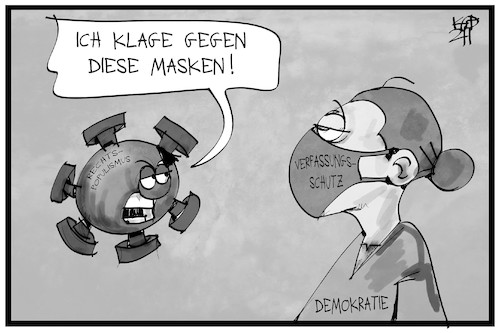 Cartoon: Verfassungsschutz (medium) by Kostas Koufogiorgos tagged karikatur,koufogiorgos,illustration,cartoon,rechtspopulismus,demokratie,maske,verfassungsschutz,beobachtung,partei,karikatur,koufogiorgos,illustration,cartoon,rechtspopulismus,demokratie,maske,verfassungsschutz,beobachtung,partei