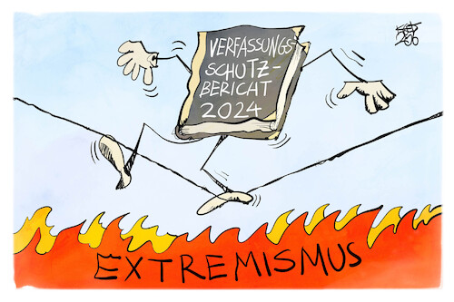 Cartoon: Verfassungsschutzbericht 2024 (medium) by Kostas Koufogiorgos tagged verfassungsschutzbericht,2024,koufogiorgos,extremismus,verfassungsschutzbericht,2024,koufogiorgos,extremismus