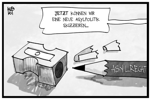 Cartoon: Verschärftes Asylrecht (medium) by Kostas Koufogiorgos tagged karikatur,koufogiorgos,illustration,cartoon,asylrecht,schärfen,verschärfung,bleistift,skizzieren,zeichnen,anspitzer,alsypolitik,flüchtlingskrise,karikatur,koufogiorgos,illustration,cartoon,asylrecht,schärfen,verschärfung,bleistift,skizzieren,zeichnen,anspitzer,alsypolitik,flüchtlingskrise