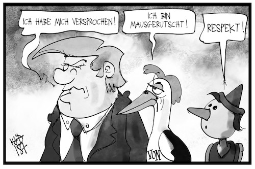 Cartoon: Versprecher und Mausrutscher (medium) by Kostas Koufogiorgos tagged karikatur,koufogiorgos,illustration,cartoon,trump,storch,usa,präsident,afd,pinocchio,lüge,mausgerutscht,versprecher,politik,politiker,karikatur,koufogiorgos,illustration,cartoon,trump,storch,usa,präsident,afd,pinocchio,lüge,mausgerutscht,versprecher,politik,politiker