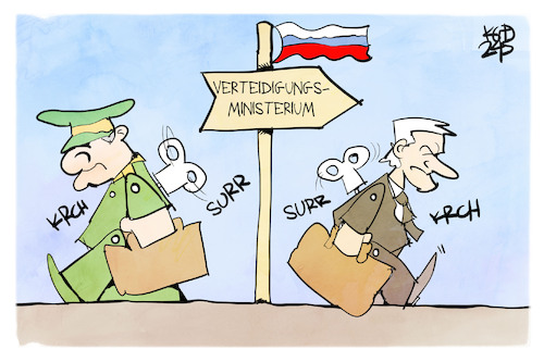 Cartoon: Verteidigungsminister (medium) by Kostas Koufogiorgos tagged karikatur,koufogiorgos,puppe,verteidigungsminister,russland,putin,aufziehpuppe,karikatur,koufogiorgos,puppe,verteidigungsminister,russland,putin,aufziehpuppe