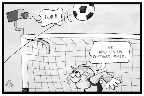 Cartoon: Videobeweis (medium) by Kostas Koufogiorgos tagged karikatur,koufogiorgos,illustration,cartoon,video,beweis,kamera,software,technik,tor,torwart,sport,fussball,karikatur,koufogiorgos,illustration,cartoon,video,beweis,kamera,software,technik,tor,torwart,sport,fussball