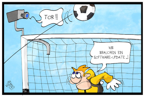 Cartoon: Videobeweis (medium) by Kostas Koufogiorgos tagged karikatur,koufogiorgos,illustration,cartoon,video,beweis,kamera,software,technik,tor,torwart,sport,fussball,karikatur,koufogiorgos,illustration,cartoon,video,beweis,kamera,software,technik,tor,torwart,sport,fussball