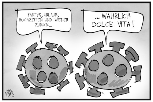 Cartoon: Virus-Dolce Vita (medium) by Kostas Koufogiorgos tagged karikatur,koufogiorgos,illustration,cartoon,virus,dolce,vita,corona,party,urlaub,feiern,ansteckung,pandemie,krankheit,covid19,karikatur,koufogiorgos,illustration,cartoon,virus,dolce,vita,corona,party,urlaub,feiern,ansteckung,pandemie,krankheit,covid19