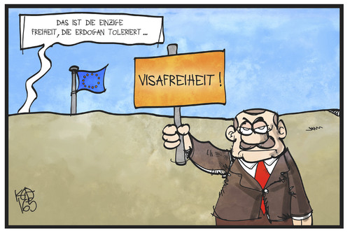 Cartoon: Visafreiheit (medium) by Kostas Koufogiorgos tagged karikatur,koufogiorgos,illustration,cartoon,visa,freiheit,erdogan,tuerkei,eu,europa,flüchtlingsdeal,demonstration,toleranz,karikatur,koufogiorgos,illustration,cartoon,visa,freiheit,erdogan,tuerkei,eu,europa,flüchtlingsdeal,demonstration,toleranz