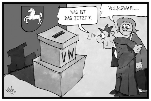 Cartoon: Volkswahl (medium) by Kostas Koufogiorgos tagged karikatur,koufogiorgos,illustration,cartoon,niedersachsen,wahl,vw,volkswahl,volkswagen,neuwahl,demokratie,wahlurne,urnengang,wähler,karikatur,koufogiorgos,illustration,cartoon,niedersachsen,wahl,vw,volkswahl,volkswagen,neuwahl,demokratie,wahlurne,urnengang,wähler