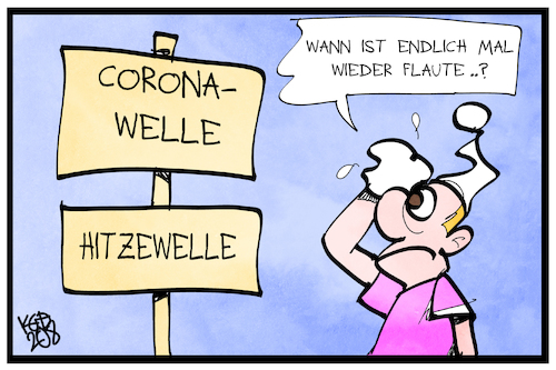 Cartoon: Von Corona- und Hitzewellen (medium) by Kostas Koufogiorgos tagged karikatur,koufogiorgos,illustration,cartoon,corona,welle,hitze,wetter,flaute,pandemie,sommer,karikatur,koufogiorgos,illustration,cartoon,corona,welle,hitze,wetter,flaute,pandemie,sommer