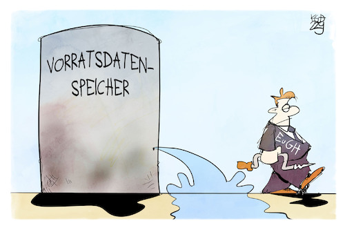 Cartoon: Vorratsdatenspeicherung (medium) by Kostas Koufogiorgos tagged karikatur,koufogiorgos,vorratsdatenspeicherung,eugh,speicher,leck,bohrer,urteil,eu,karikatur,koufogiorgos,vorratsdatenspeicherung,eugh,speicher,leck,bohrer,urteil,eu