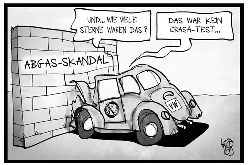 Cartoon: VW-Abgasskandal (medium) by Kostas Koufogiorgos tagged karikatur,koufogiorgos,illustration,cartoon,vw,volkswagen,usa,markt,mauer,wand,crash,crashtest,betrug,wirtschaft,auto,automobilindustrie,karikatur,koufogiorgos,illustration,cartoon,vw,volkswagen,usa,markt,mauer,wand,crash,crashtest,betrug,wirtschaft,auto,automobilindustrie