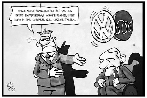 Cartoon: VW spart (medium) by Kostas Koufogiorgos tagged karikatur,koufogiorgos,illustration,cartoon,schäuble,vw,volkswagen,automobil,konzern,industrie,berater,schwarze,null,logo,umwandlung,wirtschaft,dieselgate,abgasskandal,karikatur,koufogiorgos,illustration,cartoon,schäuble,vw,volkswagen,automobil,konzern,industrie,berater,schwarze,null,logo,umwandlung,wirtschaft,dieselgate,abgasskandal